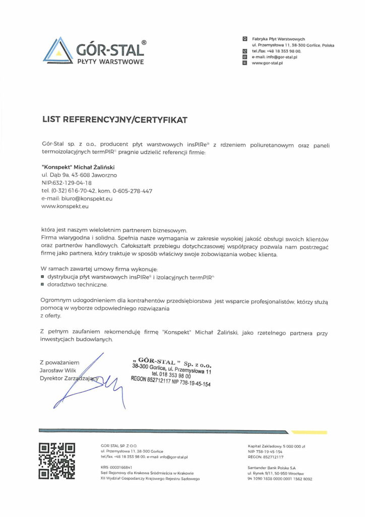 Certyfikat wykonawcy Gór-stal
